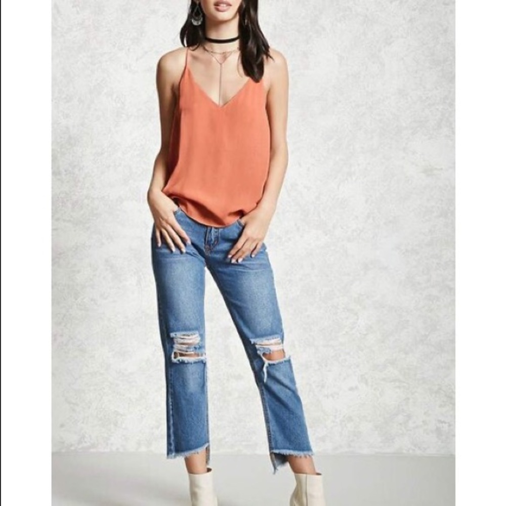 Forever 21 Curved Hem V-Neck Cami Tank Top - Small
